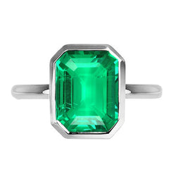 Shimmering Gemstone Ring with Bezel Set Emerald – 2 ct