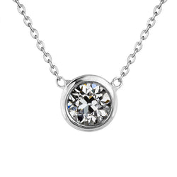 14 Karat White Gold Bezel Set Diamond Drop Pendant 1.50 ct