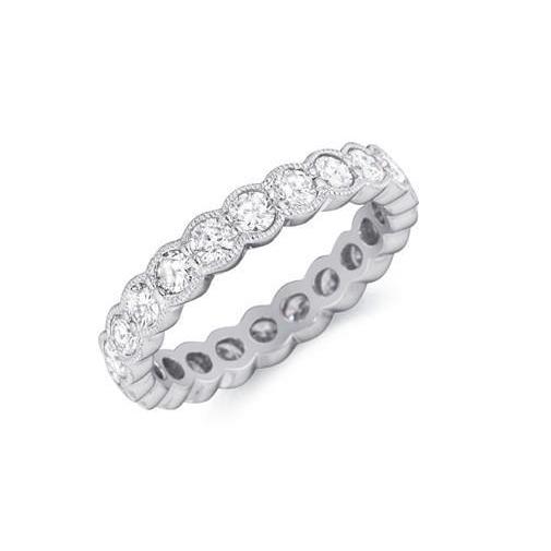 Bezel Set 3.50 Ct Round Cut Natural Earth Mined Diamonds Eternity Band Gold White 14K
