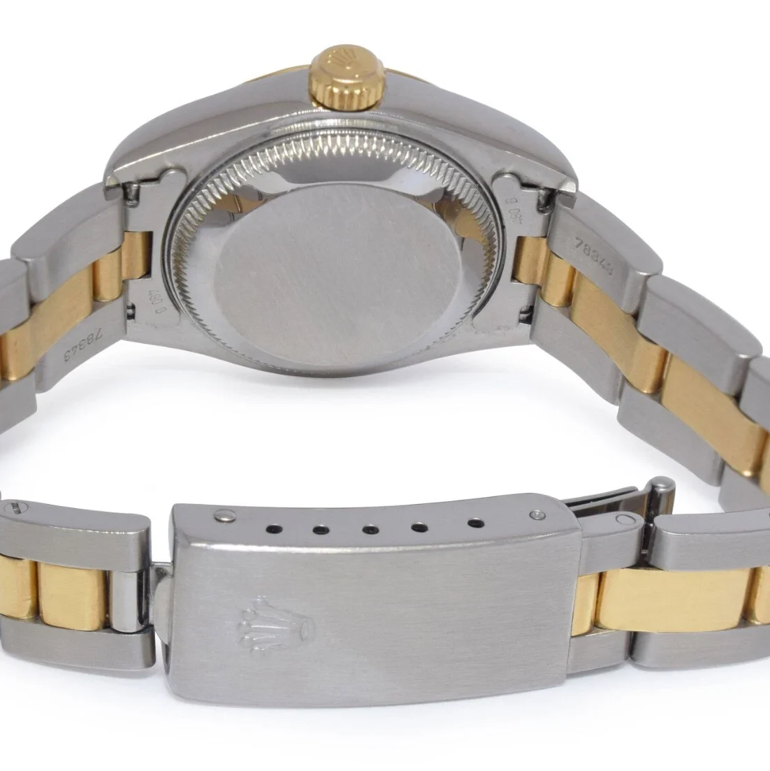 Bezel White Roman Dial Datejust Rolex Watch Ss & Gold Bracelet