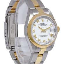 Bezel White Roman Dial Datejust Rolex Watch Ss & Gold Bracelet