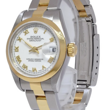 Bezel White Roman Dial Datejust Rolex Watch Ss & Gold Bracelet