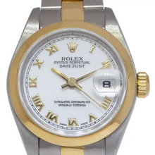 Bezel White Roman Dial Datejust Rolex Watch Ss & Gold Bracelet