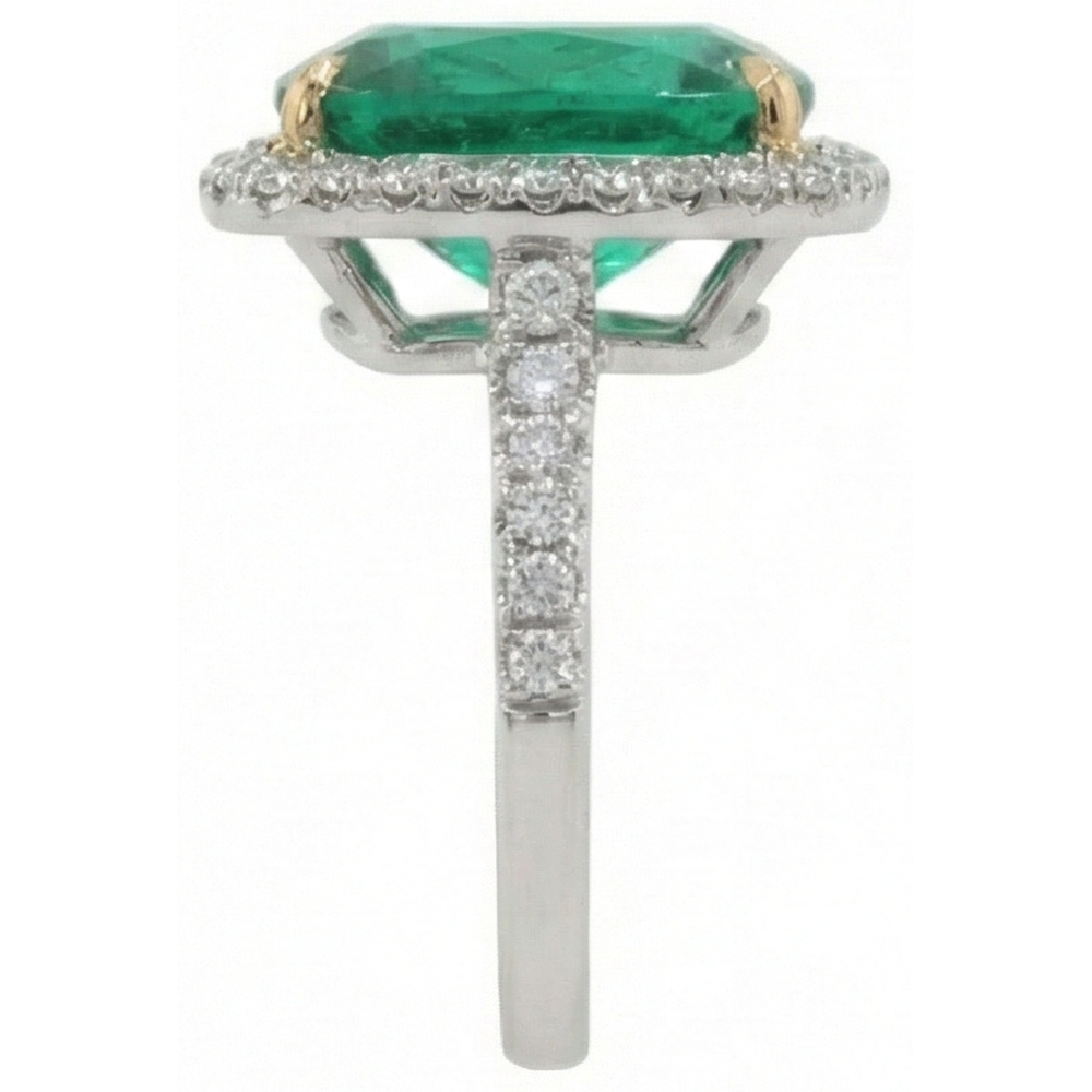 Big 16.25 Carats Green Emerald & Natural Earth Mined Diamond Wedding Ring Gold 14K
