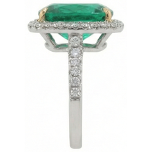 Big 16.25 Carats Green Emerald & Natural Earth Mined Diamond Wedding Ring Gold 14K