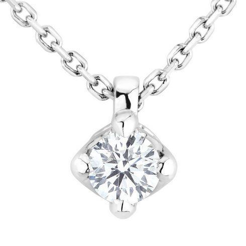 Big 2 Carats Round Solitaire Real Diamond Pendant White Gold 14K