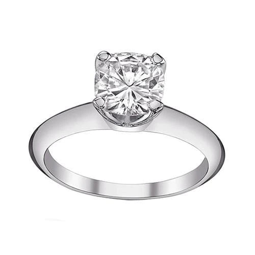 Big 3 Ct. Cushion Cut Real Diamond Solitaire Ring Gold White