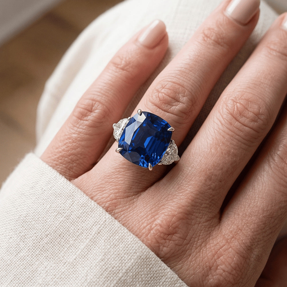 Big 6 Carat Cushion Sapphire Ring