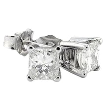 Big 6 Carat Princess Real Diamond Studs Earrings Pair Gold