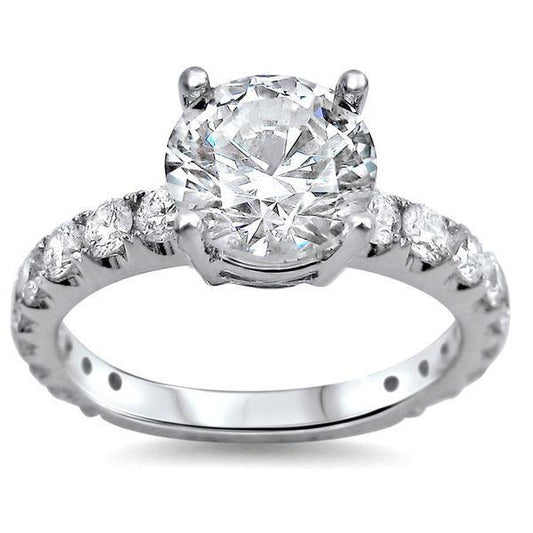 Big And Small Round Cut 3.50 Carats Natural Diamond Anniversary Ring