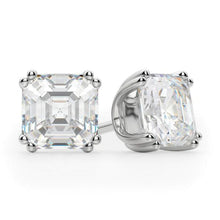 Big Asscher Cut 4 Carats Real Diamond Stud Earring White Gold Fine Jewelry