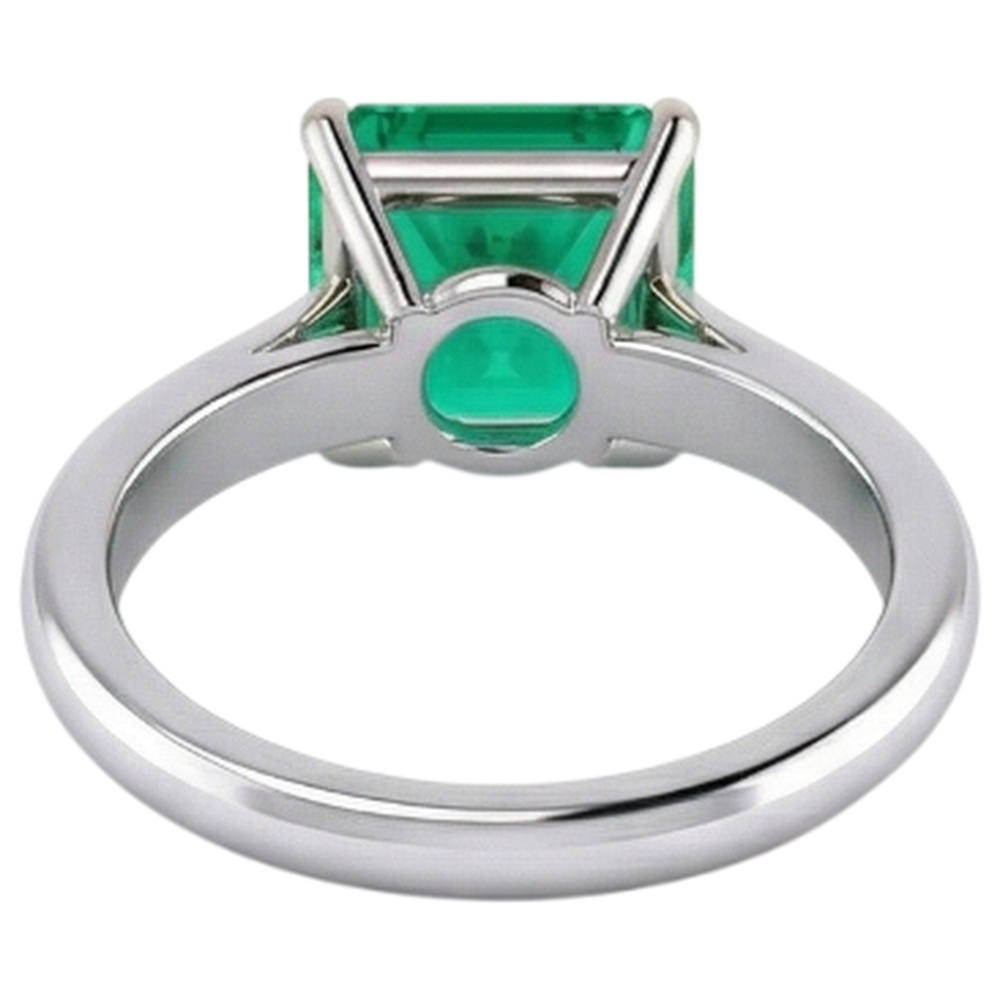 Authentic Emerald Precious Stone Ring 5 ct 14 Karat Two Tone Gold – back view