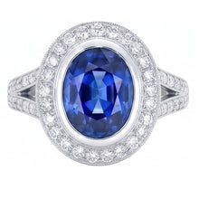 Big Ceylon Sapphire With Natural Earth Mined DIAMOND ( NOT LAB GROWN )s 4.75 Ct Ring White Gold 14K