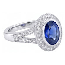 Big Ceylon Sapphire With Natural Earth Mined DIAMOND ( NOT LAB GROWN )s 4.75 Ct Ring White Gold 14K
