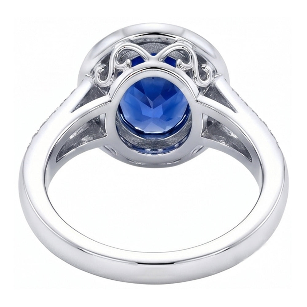 Big Ceylon Sapphire With Natural Earth Mined DIAMOND ( NOT LAB GROWN )s 4.75 Ct Ring White Gold 14K