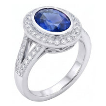 Big Ceylon Sapphire With Natural Earth Mined DIAMOND ( NOT LAB GROWN )s 4.75 Ct Ring White Gold 14K