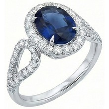 Big Ceylon Sapphire With Natural Earth Mined Diamonds Wedding Ring 5 Carat White Gold 14K