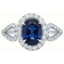 Big Ceylon Sapphire With Natural Earth Mined Diamonds Wedding Ring 5 Carat White Gold 14K