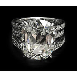 Big Cushion Cut Natural Diamond Engagement Ring 7.5 Carats White Gold 14K