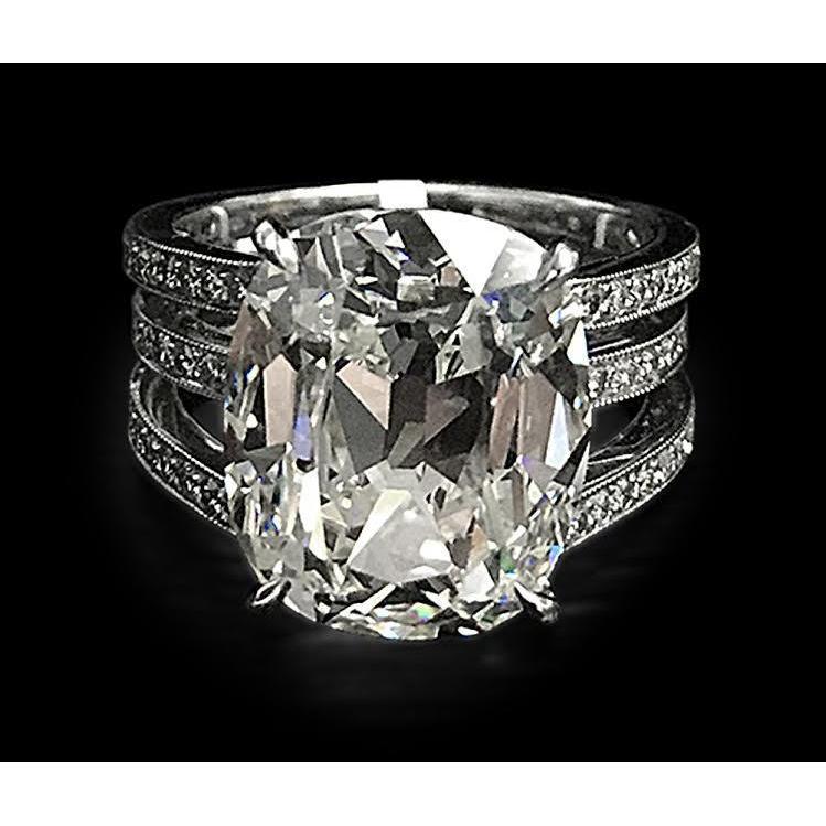 Big Cushion Cut Natural Diamond Engagement Ring 7.5 Carats White Gold 14K