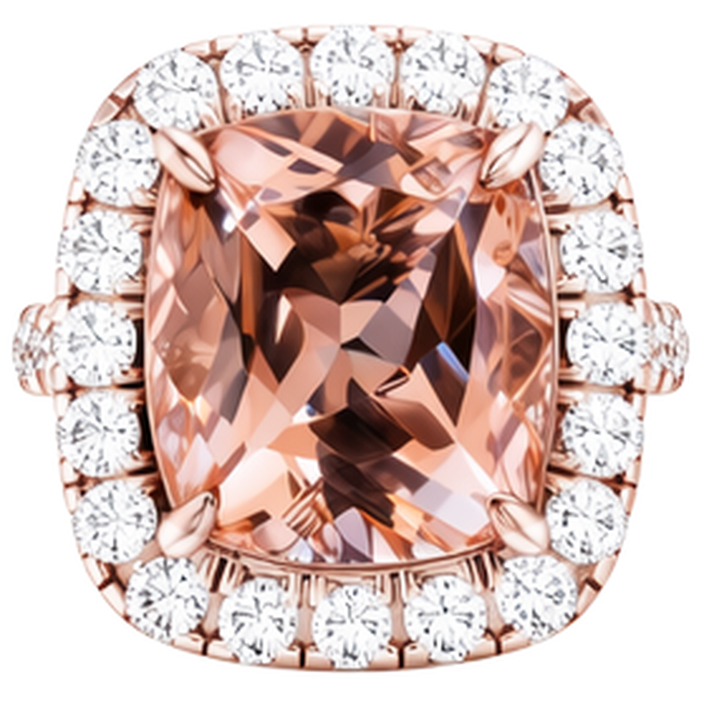 natural round morganite 10.50ct ring close up detail