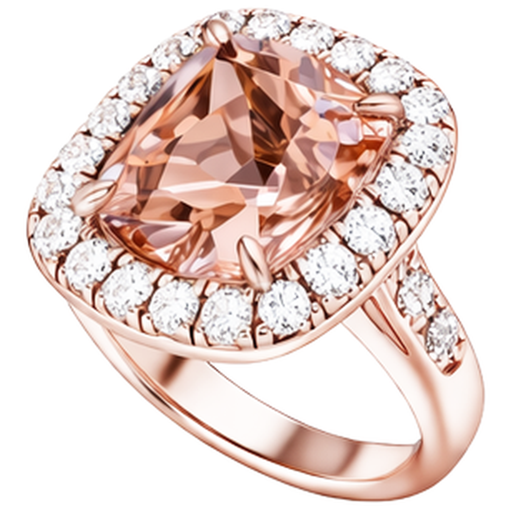 natural round morganite 10.50ct ring profile view