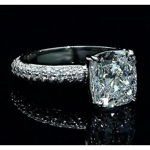 Big Cushion Real Diamond Engagement Ring With Accents 7.25 Carats New