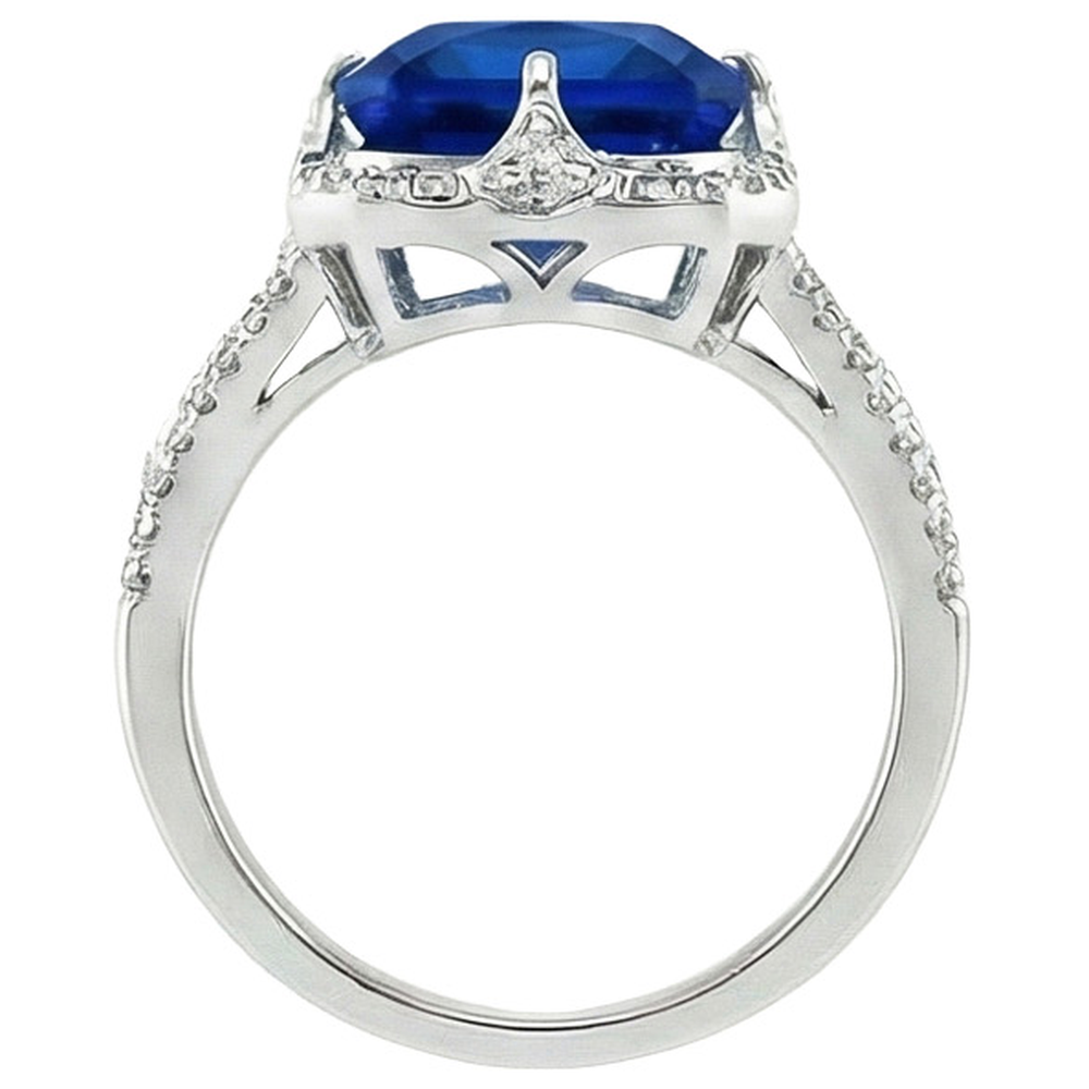 Big Cushion Sapphire Engagement Ring