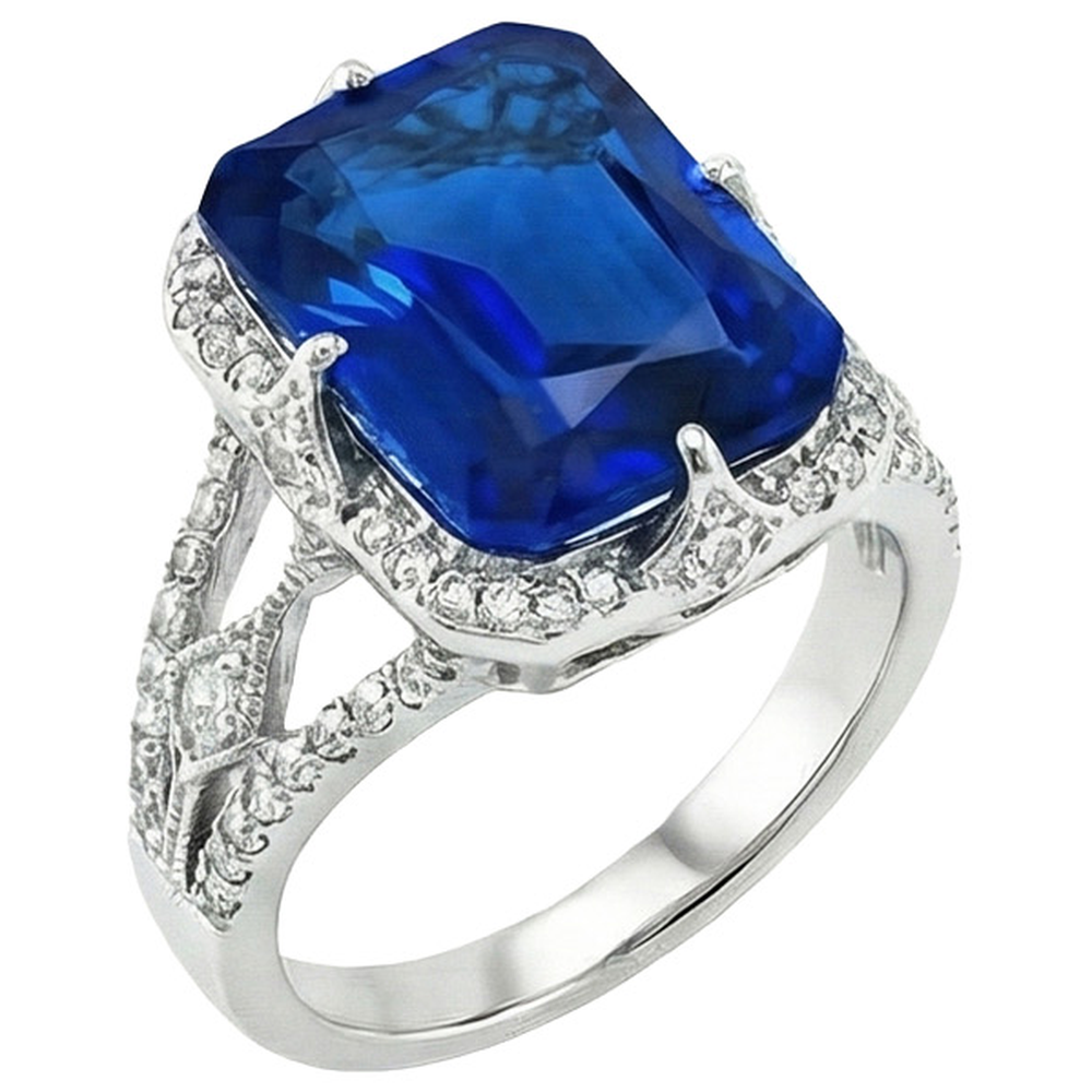 Big Cushion Sapphire Engagement Ring
