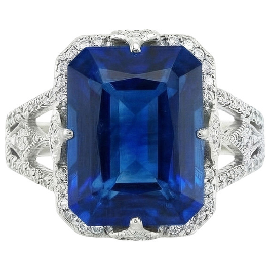IGI CERTIFIED Big Cushion Sapphire Engagement Ring