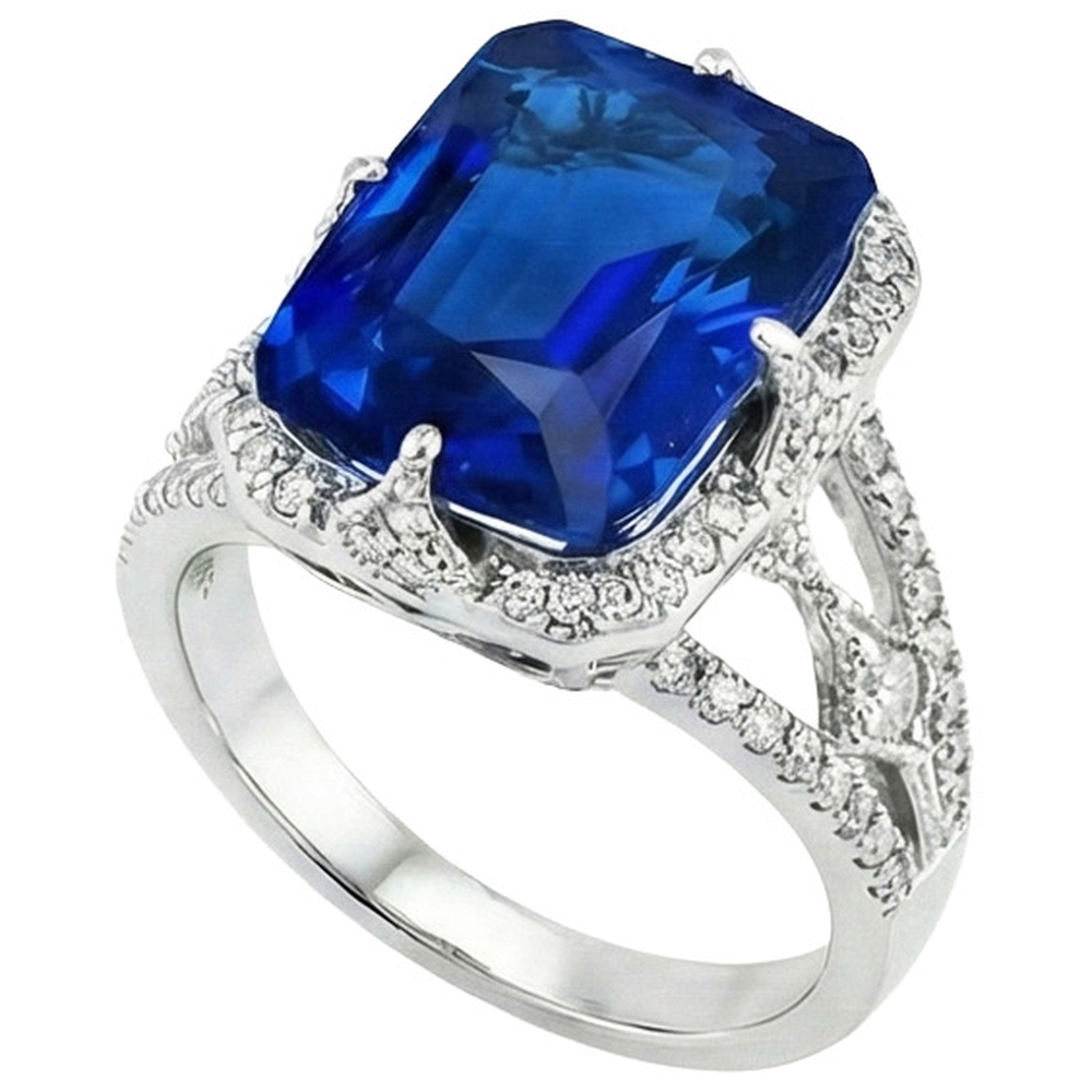 Big Cushion Sapphire Engagement Ring