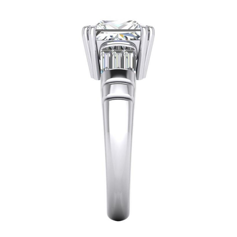 Big Diamond Ring 4.51 Ct. Diamond Three Stone Gold Engagement Ring