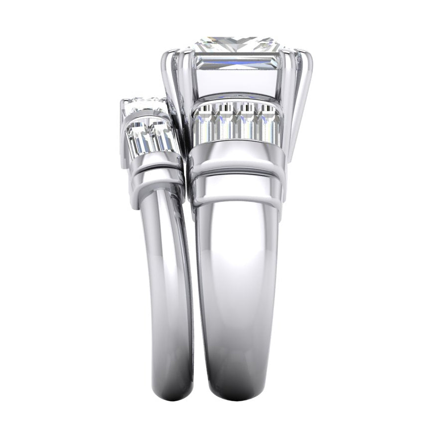 Big Diamond Ring 4.5 Ct. Diamond Three Stone Gold Engagement Ring