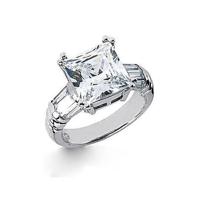 Big Diamond Ring 4.51 Ct. Diamond Three Stone Gold Engagement Ring