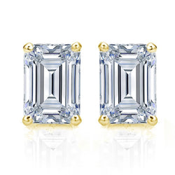 Big Emerald Cut 6 Carats Genuine Diamond Stud Earrings Women Jewelry