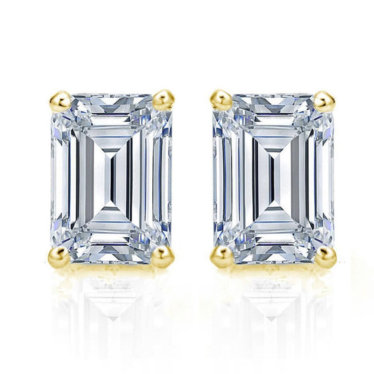 Big Emerald Cut 6 Carats Diamond Stud Earrings Women Jewelry