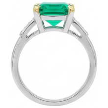 Gemstone Ring 14 Karat Two Tone Gold with Colombian Emerald – top view