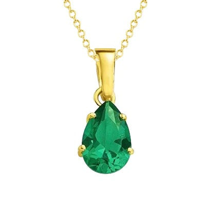 Big Green Emerald Gemstone Pendant Necklace 13 Carats Yellow Gold 14K New