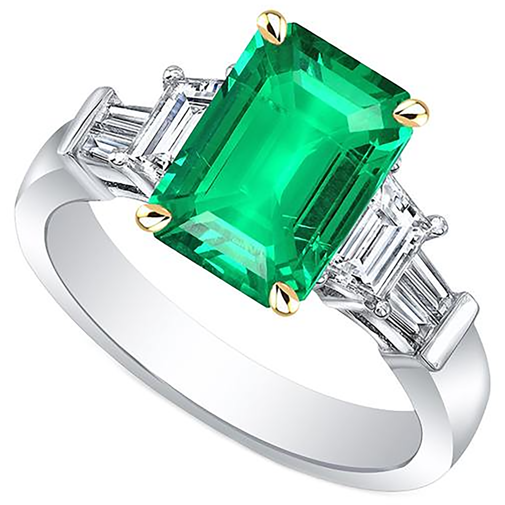 Big Green Emerald Gemstone Ring Natural Earth Mined Diamond Womens Jewellery