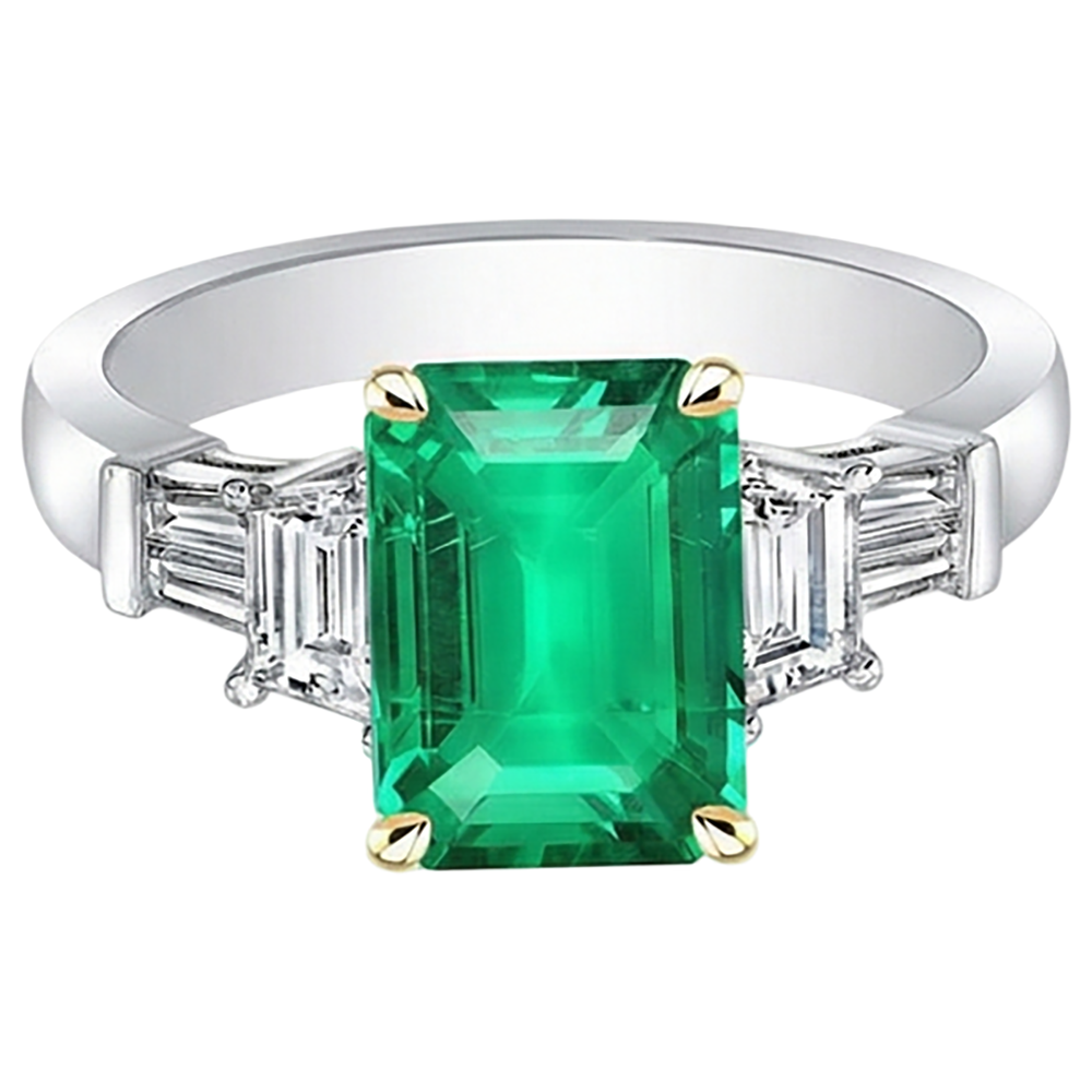 Big Green Emerald Gemstone Ring Natural Earth Mined Diamond Womens Jewellery