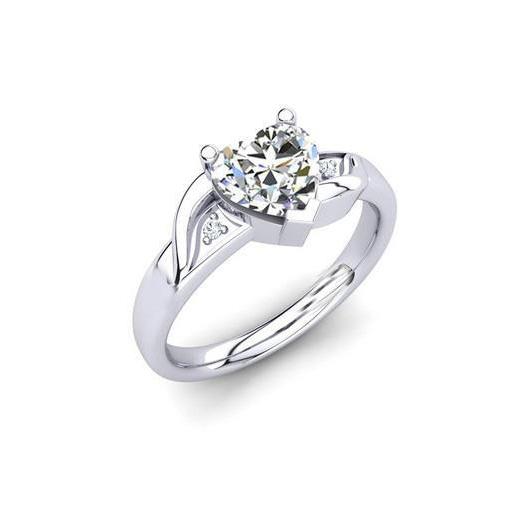 Big Heart Shape Real Diamond Engagement Ring 2.35 Ct White Gold 14K