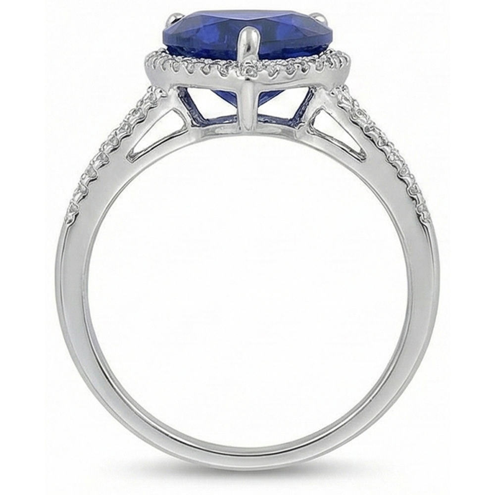 Big Heart Sri Lanka Color Blue Sapphire IGI CERTIFIED Diamond Engagement Ring 5.75 Carats
