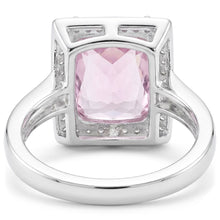 Big Kunzite With Natural Earth Mined Diamonds 25.50 Carats Ring 14K White Gold