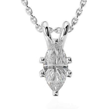 Big Marquise Cut 2 Ct Solitaire Real Diamond Pendant Necklace White Gold