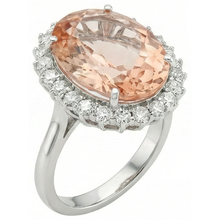 Big Morganite With Small Natural Earth Mined DIAMOND ( NOT LAB GROWN )s 18.50 Ct. Ring New White Gold 14K