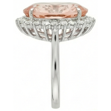 Big Morganite With Small Natural Earth Mined DIAMOND ( NOT LAB GROWN )s 18.50 Ct. Ring New White Gold 14K
