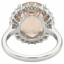 Big Morganite With Small Natural Earth Mined DIAMOND ( NOT LAB GROWN )s 18.50 Ct. Ring New White Gold 14K
