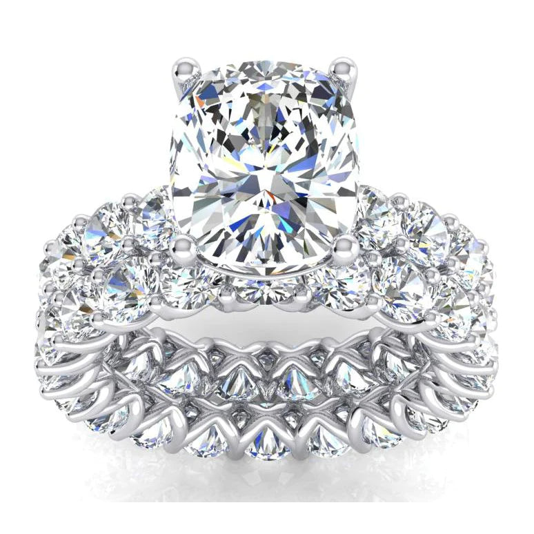 Big Natural Cushion Diamond Engagement Ring Set 12.50 Carats