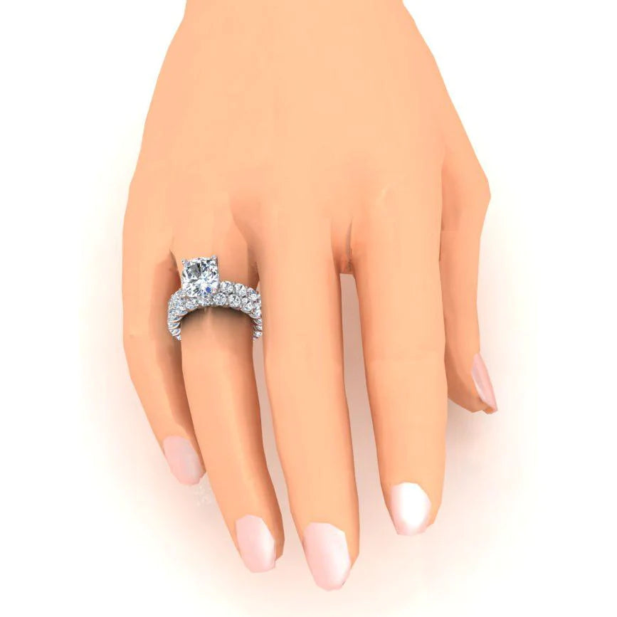 Big Natural Cushion Diamond Engagement Ring Set 12.50 Carats