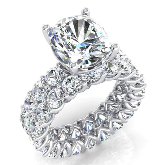 Big Natural Cushion Diamond Engagement Ring Set 12.50 Carats